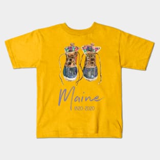 Maine Hiking Boots Outdoor Bicentennial 200th Anniversary Kids T-Shirt